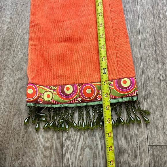 Abercombie and fitch orange vintage 5 pocket jeans jeweled bedazzle hem size 4R - Picture 8 of 10